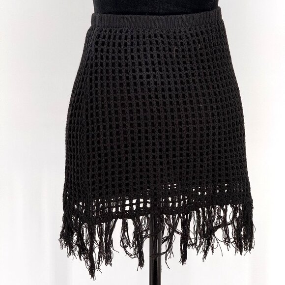 2/$18 Sale!  Pink Lily Crochet Mini Skirt Womens‎ S Black Open Knit Bohemian - Picture 8 of 8